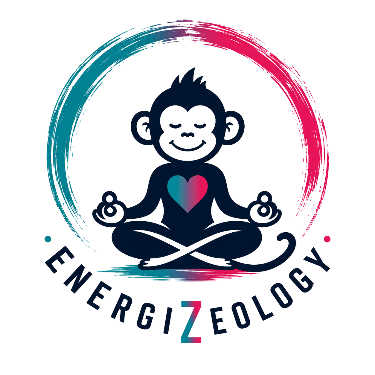 Energizeology meditating monkey logo